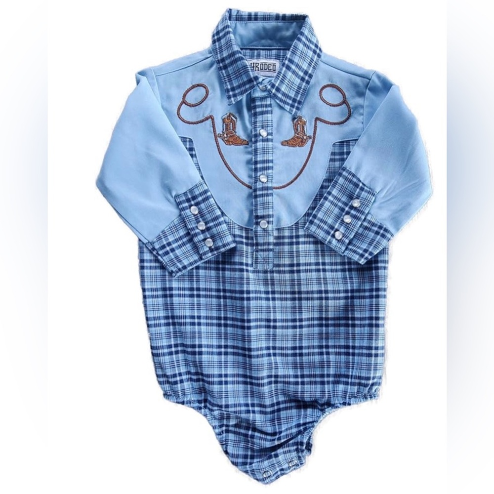 Infant Western Shirt Onesie Embroidered cowboy 0-6 months runs big